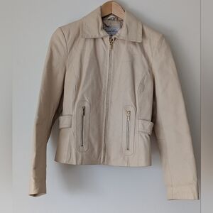 Women's Pamela McCoy Vintage Cream Leather Jacket Size XS